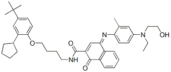 CAS 登录号：94200-84-7， N-[4-[2-环戊基-4-(1,1-二甲基乙基)苯氧基]丁基]-4-[[4-[乙基(2-羟基乙基)氨基]-2-甲基苯基]亚氨基]-1,4-二氢-1-氧代萘-2-甲酰胺