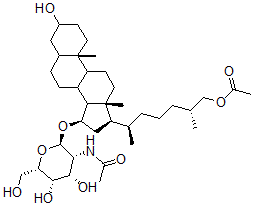 CAS 登录号：94359-66-7， [(25R)-26-(乙酰氧基)-3alpha-羟基-5alpha-胆甾烷-15alpha-基]2-(乙酰基氨基)-2-脱氧-beta-D-吡喃葡萄糖苷