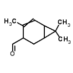 CAS 登录号：94481-70-6， 3,7,7-三甲基双环[4.1.0]庚-2-烯-4-甲醛
