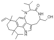CAS 登录号：95013-42-6， 10-乙烯基-1,3,4,5,7,8,10,11,12,13-十氢-4-(羟基甲基)-[4S-(4R*,7R*,10S*,13S*)]-8,10,13-三甲基-7,13-二(1-甲基乙基)-6H-苯并[g][1,4]二氮杂九环并[7,6,5-cd]吲哚-6-酮