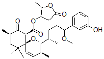 CAS 登录号：95069-54-8， (2R,6S,7S,9R)-2alpha-[(1S,4S)-4-(3-羟基苯基)-4-甲氧基-1-甲基丁基]-3beta,9,11,11-四甲基-8-氧代-1-氧杂螺[5.5]十一碳-4-烯-7-羧酸 (2R,3R)-四氢-2-甲基-5-氧代呋喃-3-基酯