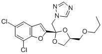 CAS 登录号:98519-02-9, 顺式-1-((2-(5,7-二氯-2-苯并呋喃基)-4-(丙氧基甲基)-1,3-二氧戊环-2-基)甲基)-1H-1,2,4-三唑
