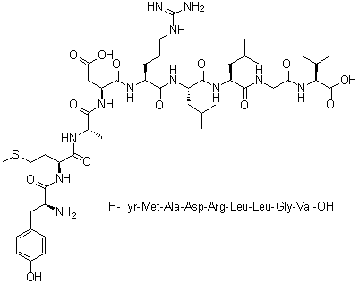 L-酪氨酰-L-蛋氨酰-L-丙氨酰-L-alpha-天冬氨酰-L-精氨酰-L-亮氨酰-L-亮氨酰甘氨酰-L-缬氨酸分子结构 (CAS 1000281-79-7)