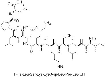 L-异亮氨酰-L-亮氨酰-L-丝氨酰-L-赖氨酰-L-赖氨酰-L-alpha-天冬氨酰-L-亮氨酰-L-脯氨酰-L-亮氨酸分子结构 (CAS 1000282-55-2)