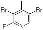 3,5-二溴-2-氟-4-甲基吡啶分子结构 (CAS 1000340-01-1)
