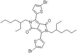 3,6-双(5-溴-2-噻吩基)-2,5-双(2-乙基己基)-2,5-二氢吡咯并[3,4-c]吡咯-1,4-二酮分子结构 (CAS 1000623-95-9)