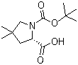 (2S)-4,4-二甲基-1,2-吡咯烷二羧酸 1-叔丁酯分子结构 (CAS 1001353-87-2)