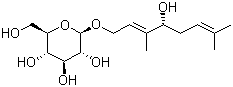 (2E,4S)-4-羟基-3,7-二甲基-2,6-辛二烯-1-基 beta-D-吡喃葡萄糖苷分子结构 (CAS 100462-37-1)