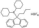 (9-丁基-9H-芴-9-基)二环己基膦四氟硼酸盐分子结构 (CAS 1007311-98-9)