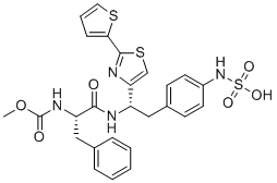 C-甲基N-[(1S)-2-氧代-1-(苯基甲基)-2-[[(1S)-2-[4-(磺基氨基)苯基]-1-[2-(2-噻吩基)-4-噻唑基]乙基]氨基]乙基]氨基甲酯分子结构 (CAS 1008510-37-9)
