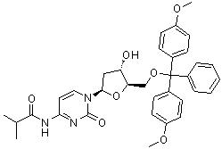 5'-O-(二甲氧基三苯甲基)-N-异丁酰基-2'-脱氧胞苷分子结构 (CAS 100898-62-2)