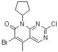 6-溴-2-氯-8-环戊基-5-甲基吡啶并[2,3-d]嘧啶-7(8H)-酮分子结构 (CAS 1016636-76-2)