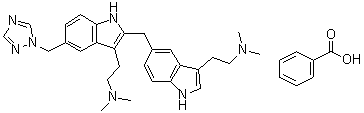 2-[[3-[2-(Dimethylamino)ethyl]-1H-indol-5-yl]methyl]-N,N-dimethyl-5-(1H-1,2,4-triazol-1-ylmethyl)-1H-indole-3-ethanamine benzoate molecular structure (CAS 1016900-25-6)