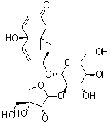 (4S)-4-Hydroxy-3,5,5-trimethyl-4-[(1Z,3R)-3-[(2-O-D-apio-beta-D-furanosyl-beta-D-glucopyranosyl)oxy]-1-buten-1-yl]-2-cyclohexen-1-one molecular structure (CAS 1018898-17-3)