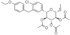 Methyl (5S)-5-C-[4-chloro-3-[(4-ethoxyphenyl)methyl]phenyl]-1-thio-beta-L-xylopyranoside 2,3,4-triacetate molecular structure (CAS 1018899-03-0)
