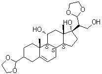 (11alpha)-11alpha,17,21-三羟基孕甾-5-烯-3,20-二酮环二(乙二缩醛)分子结构 (CAS 102030-55-7)