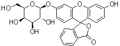 structure of CAS# 102286-67-9, Fluorescein beta-D-galactopyranoside;3'-(beta-D-Galactopyranosyloxy)-6'-hydroxyspiro[isobenzofuran-1(3H),9'-[9H]xanthen]-3-one