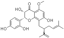 (2R,3S)-2-(2,4-Dihydroxyphenyl)-2,3-dihydro-3,7-dihydroxy-5-methoxy-8-[(2R)-5-methyl-2-(1-methylethenyl)-4-hexenyl]-4H-1-benzopyran-4-one molecular structure (CAS 102490-65-3)