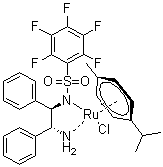 Chloro[[(1R,2R)-(-)-2-amino-1,2-diphenylethyl](pentafluorophenylsulfonyl)amido](p-cymene)ruthenium(II) molecular structure (CAS 1026995-71-0)