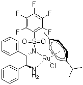 Chloro[[(1S,2S)-(+)-2-amino-1,2-diphenylethyl](pentafluorophenylsulfonyl)amido](p-cymene)ruthenium(II) molecular structure (CAS 1026995-72-1)