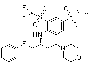 4-[[(R)-3-(Morpholin-4-yl)-1-[(phenylsulfanyl)methyl]propyl]amino]-3-trifluoromethylsulfonylbenzenesulfonamide molecular structure (CAS 1027345-12-5)