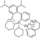 Chloro(2-dicyclohexylphosphino-2',4',6'-triisopropyl-1,1'-biphenyl)[2-(2-aminoethyl)phenyl]palladium(II) molecular structure (CAS 1028206-56-5)