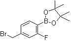 structure of CAS# 1029439-49-3, 4-Bromomethyl-2-fluorobenzeneboronic acid pinacol ester;2-[4-(Bromomethyl)-2-fluorophenyl]-4,4,5,5-tetramethyl-1,3,2-dioxaborolane