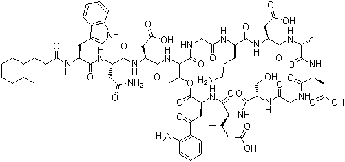 Daptomycin molecular structure (CAS 103060-53-3)