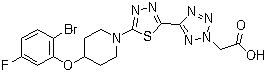 5-[5-[4-(2-Bromo-5-fluorophenoxy)-1-piperidinyl]-1,3,4-thiadiazol-2-yl]-2H-tetrazole-2-acetic acid molecular structure (CAS 1030612-87-3)