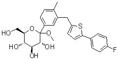 Methyl 1-C-[3-[[5-(4-fluorophenyl)-2-thienyl]methyl]-4-methylphenyl]-D-glucopyranoside molecular structure (CAS 1030825-21-8)