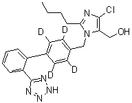2-Butyl-4-chloro-1-[[2'-(2H-tetrazol-5-yl)[1,1'-biphenyl]-4-yl-2,3,5,6-d<sub>4</sub>]methyl]-1H-imidazole-5-methanol molecular structure (CAS 1030937-27-9)