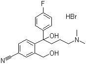 4-[4-(Dimethylamino)-1-(4-fluorophenyl)-1-hydroxybutyl]-3-(hydroxymethyl)benzonitrile hydrobromide molecular structure (CAS 103146-26-5)
