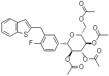 (1S)-1,5-Anhydro-1-C-[3-(benzo[b]thien-2-ylmethyl)-4-fluorophenyl]-D-glucitol 2,3,4,6-tetraacetate molecular structure (CAS 1034305-21-9)