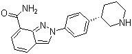 结构式 CAS# 1038915-60-4, Niraparib; 2-[4-((3S)-3-哌啶基)苯基]-2H-吲唑-7-甲酰胺