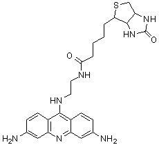 structure of CAS# 1041387-90-9, N-[2-[(3,6-Diaminoacridin-9-yl)amino]ethyl]-5-(2-oxo-1,3,3a,4,6,6a-hexahydrothieno[3,4-d]imidazol-4-yl)pentanamide