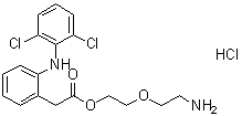 2-[(2,6-二氯苯基)氨基]苯乙酸 2-(2-氨基乙氧基)乙基酯盐酸盐分子结构 (CAS 1043448-31-2)