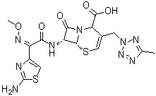 (6R,7R)-7-[[(2Z)-(2-Amino-4-thiazolyl)(methoxyimino)acetyl]amino]-3-[(5-methyl-2H-tetrazol-2-yl)methyl]-8-oxo-5-thia-1-azabicyclo[4.2.0]oct-3-ene-2-carboxylic acid molecular structure (CAS 104691-34-1)