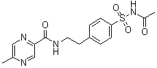 N-[2-[4-[(乙酰氨基)磺酰基]苯基]乙基]-5-甲基吡嗪甲酰胺分子结构 (CAS 104838-12-2)