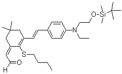 (2E)-2-[2-(丁硫基)-3-[(1E)-2-[4-[[2-[[(叔丁基)二甲基硅烷基]氧基]乙基]乙基氨基]苯基]乙烯基]-5,5-二甲基-2-环己烯-1-亚基]-乙醛分子结构 (CAS 1048688-77-2)