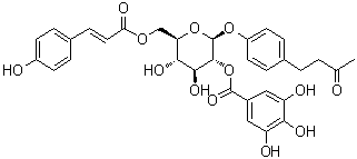 4-[4-[[6-O-[(2E)-3-(4-羟基苯基)-1-氧代-2-丙烯-1-基]-2-O-(3,4,5-三羟基苯甲酰基)-beta-D-吡喃葡萄糖基]氧基]苯基]-2-丁酮分子结构 (CAS 105274-16-6)