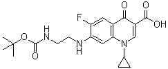 1-环丙基-7-[[2-[[叔丁氧羰基]氨基]乙基]氨基]-6-氟-1,4-二氢-4-氧代-3-喹啉羧酸分子结构 (CAS 105589-00-2)
