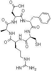 Cyclo(L-alanyl-L-alpha-aspartyl-D-phenylalanyl-L-cysteinyl-L-arginyl) molecular structure (CAS 1055991-02-0)