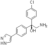 (+)-(S)-2-氨基-1-(4-氯苯基)-1-[4-(1H-吡唑-4-基)苯基]乙醇分子结构 (CAS 1056901-62-2)