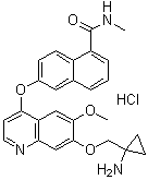 6-[[7-[(1-Aminocyclopropyl)methoxy]-6-methoxy-4-quinolinyl]oxy]-N-methyl-1-naphthalenecarboxamide hydrochloride (1:1) molecular structure (CAS 1058137-84-0)