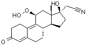(11beta,17alpha)-11-氢过氧基-17-羟基-3-氧代-19-去甲孕甾-4,9-二烯-21-腈分子结构 (CAS 106111-43-7)