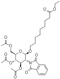 9-[[3,4,6-三-O-乙酰基-2-脱氧-2-(1,3-二氢-1,3-二氧代-2H-异吲哚-2-基)-beta-D-吡喃葡萄糖基]氧基]壬酸乙酯分子结构 (CAS 106445-23-2)