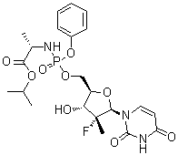 N-[(2'R)-2'-Deoxy-2'-fluoro-2'-methyl-P-phenyl-5'-uridylyl]-L-alanine 1-methylethyl ester molecular structure (CAS 1064684-44-1)