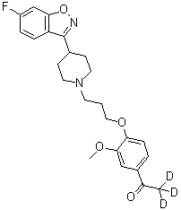 1-[4-[3-[4-(6-Fluoro-1,2-benzisoxazol-3-yl)-1-piperidinyl]propoxy]-3-methoxyphenyl]ethanone-2,2,2-d<sub>3</sub> molecular structure (CAS 1071168-82-5)