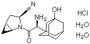 (1S,3S,5S)-2-[(2S)-2-Amino-2-(3-hydroxytricyclo[3.3.1.1(3,7)]dec-1-yl)acetyl]-2-azabicyclo[3.1.0]hexane-3-carbonitrile hydrochloride hydrate (1:1:2) molecular structure (CAS 1073057-20-1)
