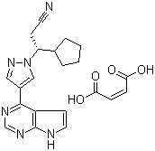 (betaR)-beta-Cyclopentyl-4-(7H-pyrrolo[2,3-d]pyrimidin-4-yl)-1H-pyrazole-1-propanenitrile maleate molecular structure (CAS 1092939-15-5)